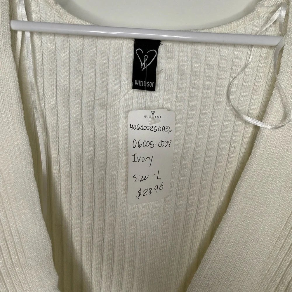 Ivory Ribbed Wrap Sweater - Picture 2 of 3